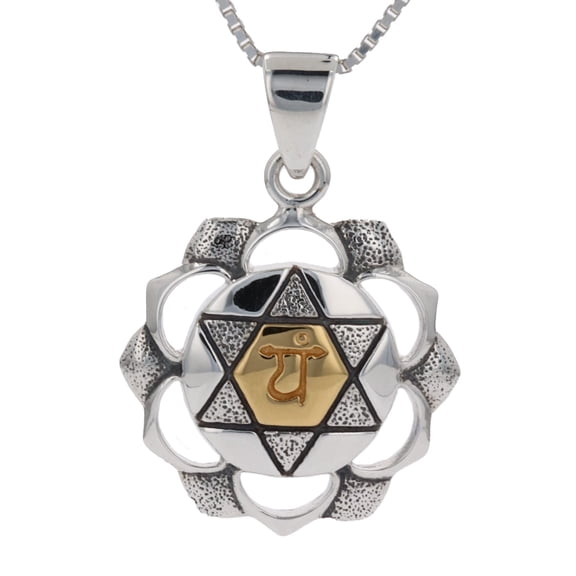 Jewelry Trends Sterling Silver and 14k Gold-Plated Anahata Heart Chakra Pendant on 18 Inch Chain Necklace