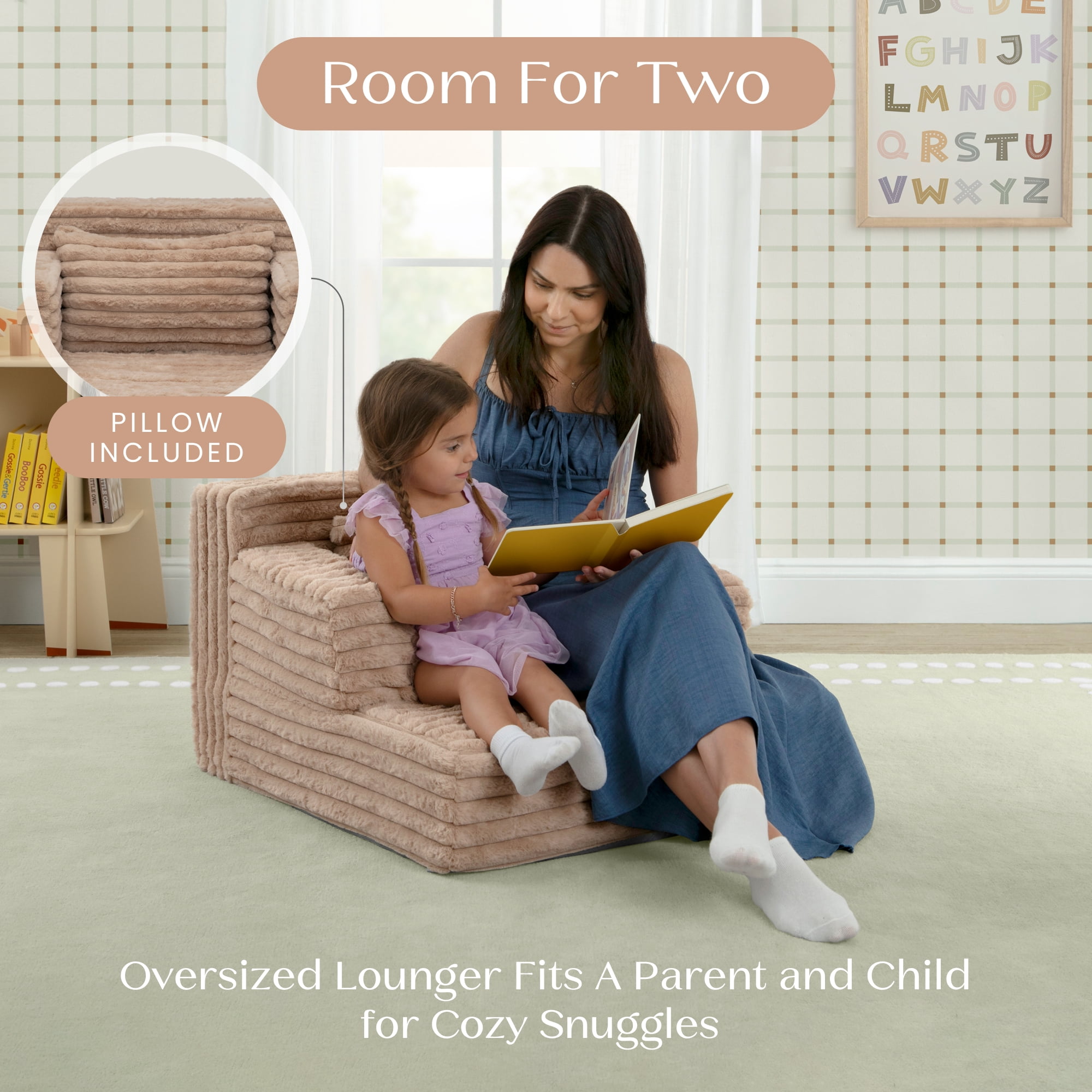 Delta Children Cozee Chaise Bedtime Lounger Chair, Light Tan Corduroy