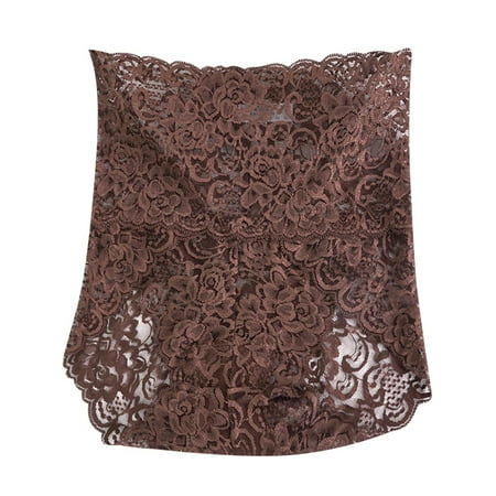 Riforla Women Panties Sexy Lace Mesh Transparent Women Underwear Plus Size High Waist Panty Panties Ladies Underwear Panties Brown S