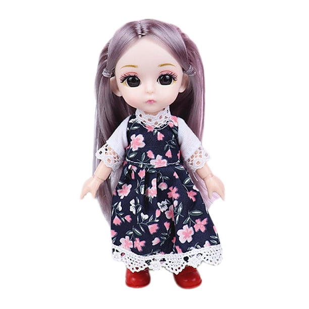 1/12 Muñeca Movible de 14 Articulaciones con Ojos 3D para Regalos de Cumpleaños de Tela para Gifrls E