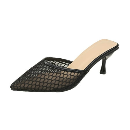 

Fashion Spring And Summer Women Sandals Hollow Mesh Large Size Pointed Toe Casual Shoes Mesh sandals for Women Black