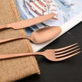 thumbnail image 4 of Scheam 5 Pcs Matte Satin Finish Flatware,Stainless Steel Tableware Set,Mirror Polished Cutlery Set,Knives Forks and Spoons Set for Home Kitchen Restaurant, Dishwasher Safe (Rose Gold), 4 of 7