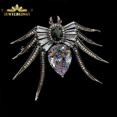 thumbnail image 3 of Jewelblings Antique Baguette Cut Pear  Oval CZ Eight-Legged Red Eyes Black Spider Brooches Pin, 3 of 5