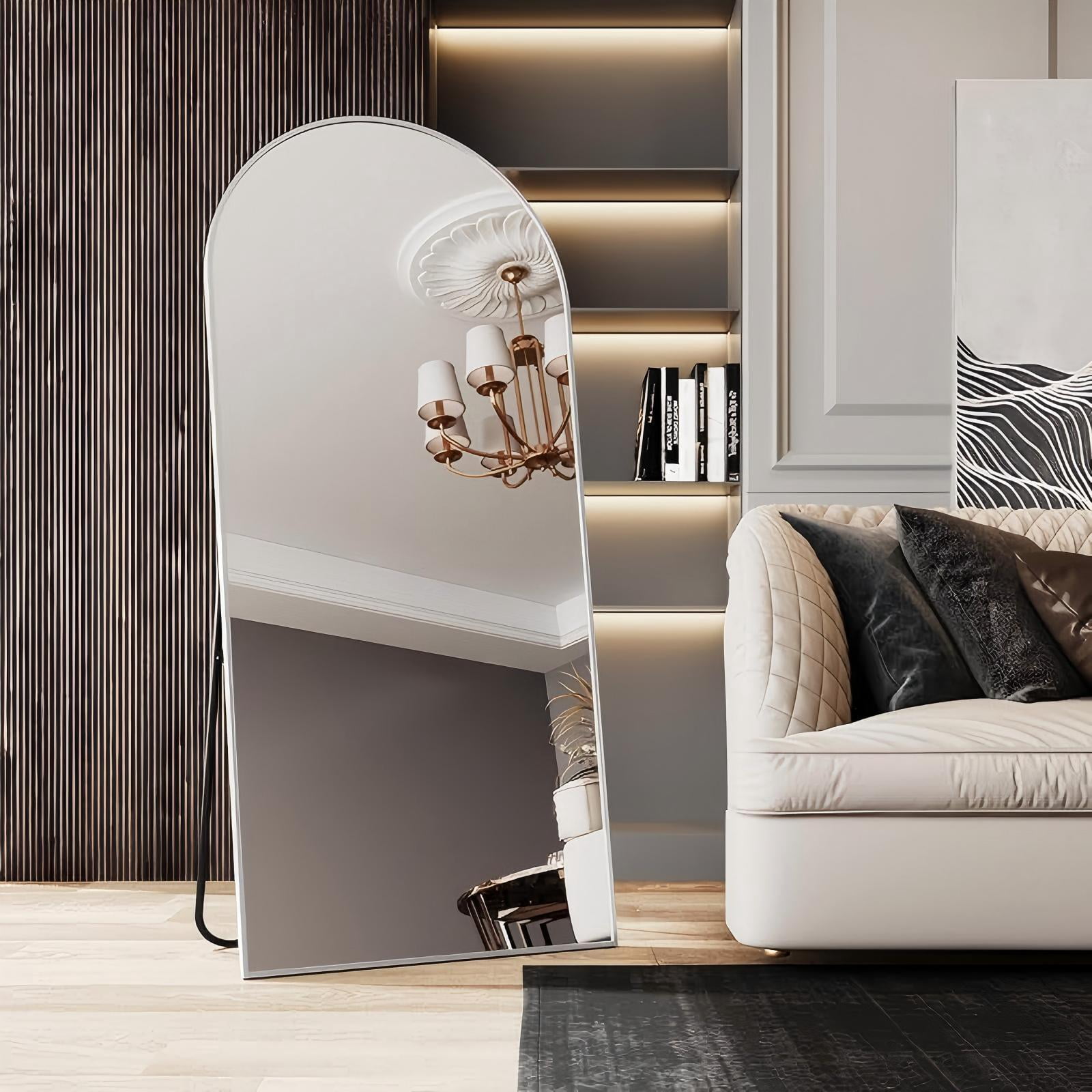 Anyrose 71"x 26" Arched Full Length Mirror Floor Mirror with Aluminum Alloy Frame, Silver