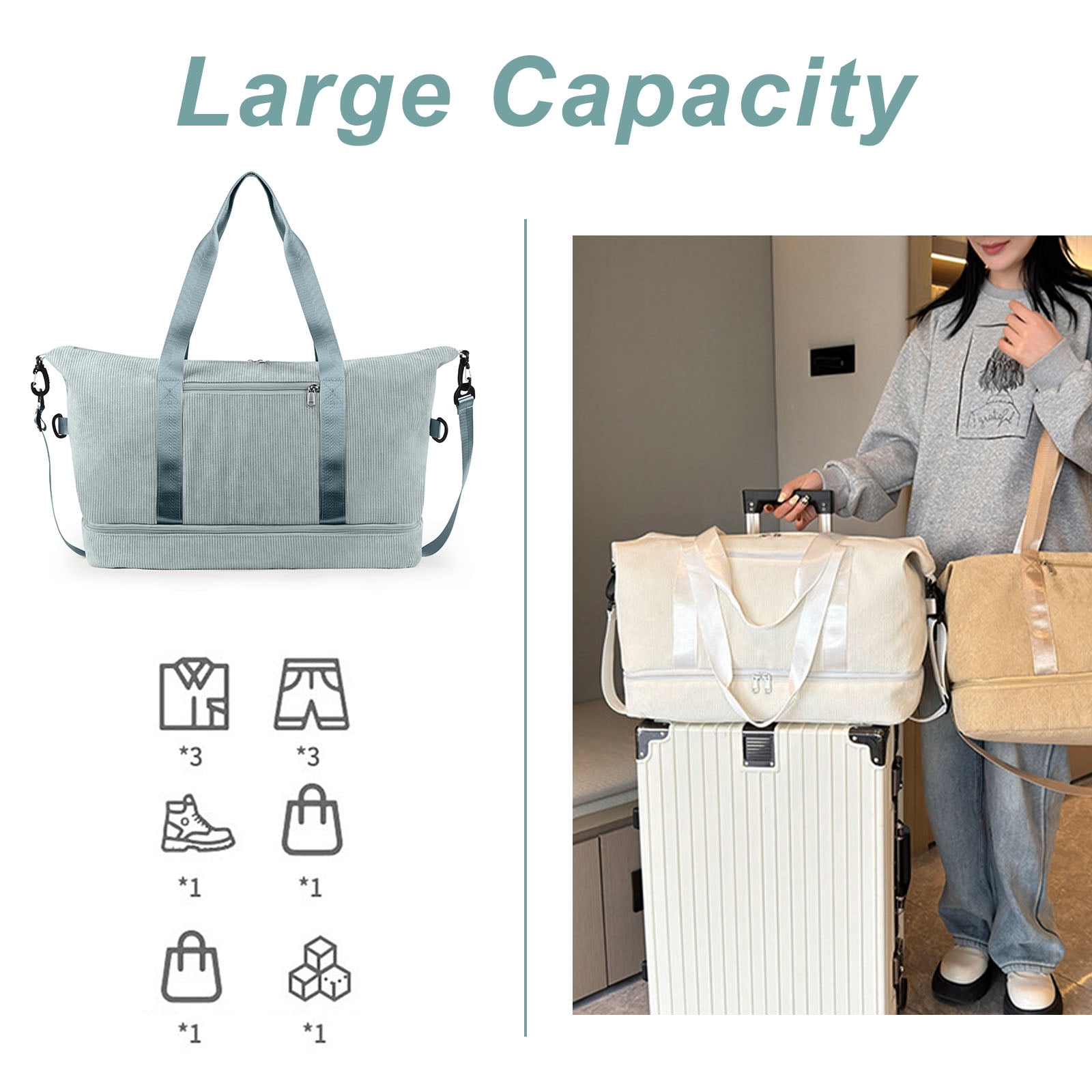 Gynky Travel Duffel Weekender Bags for Women Carry on Large Tote Sport Duffle Hospital Gym Bag for Labor and Delivery Overnight Luggage with Shoe Compartment Trolley Sleeve Wet Pocket