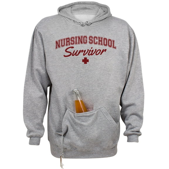 Nursing School Survivor Beer Holder Tailgate Hoodie Sweatshirt Unisex Large Oxford