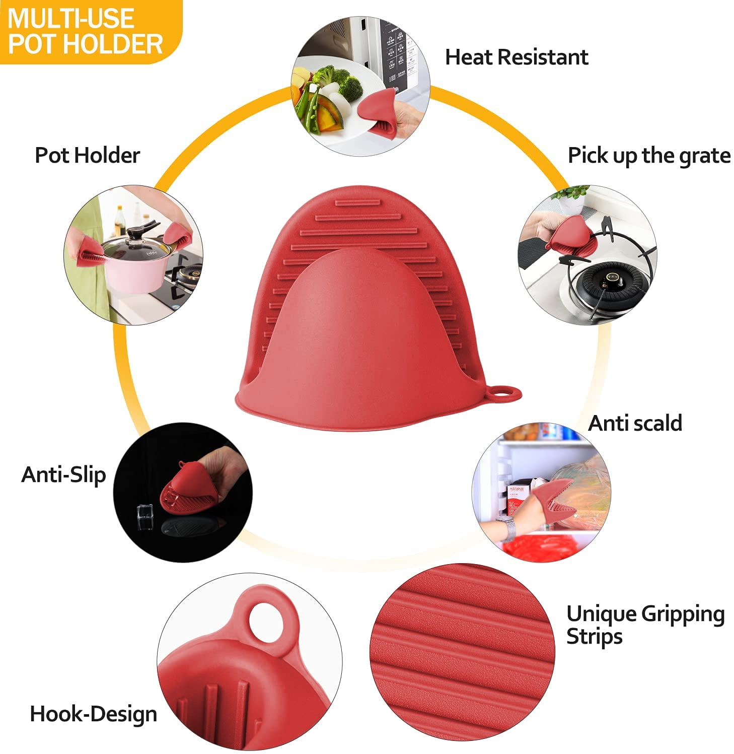 Silicone Oven Mitts And Pot Holders Sets, Extra Long Heat