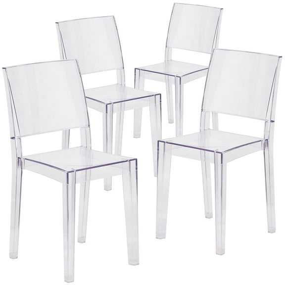 Phantom Series Transparent Stacking Side Chair, PK4 4-FH-121-APC-GG
