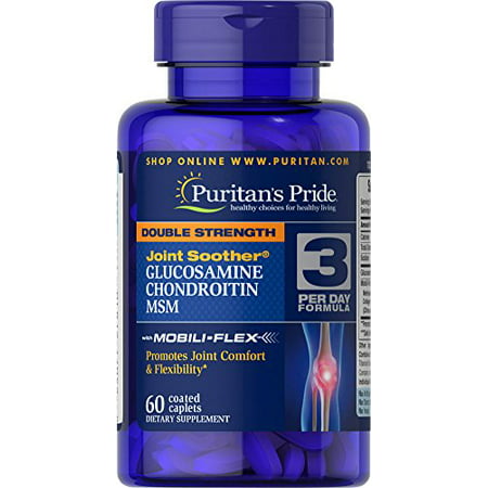 Puritan's Pride Double Strength Joint Sucette Glucosamine chondroïtine MSM Caplets Coated, 60 Count