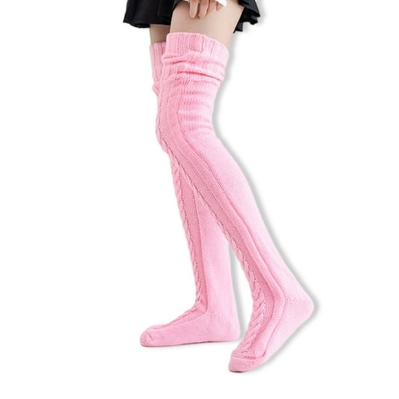 1 par de medias de punto de Color sólido, calcetines altos Keen, calentadores de piernas para mujeres, zapatos, accesorios, medias bonitas de Prendas para la parte inferior del cuerpo Rosado
