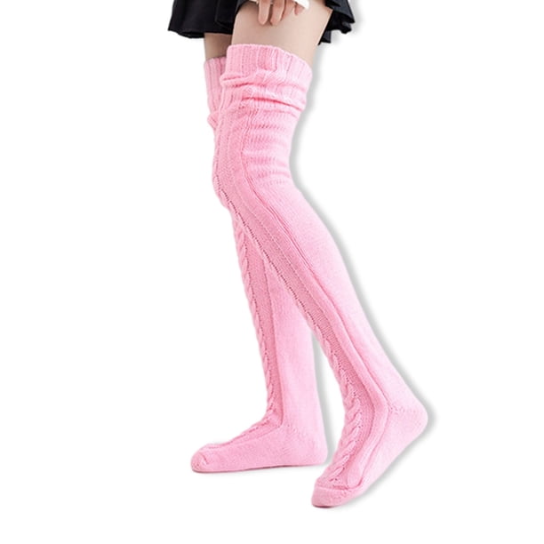 Medias de punto Color sólido Keen Socks High High Socks Women Leg Weavers Zapatos Accesorios Lindo otoño Halloween Medias rosa 1 par kenally AP004203-06B