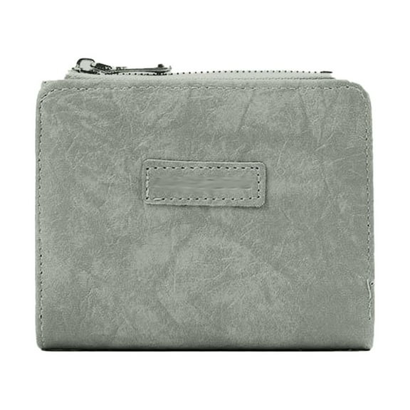 Small Wallet for Women, Slim Pu Leather Credit Card Holder Wallets for Women, Zipper Coin Pocket-Grey blue