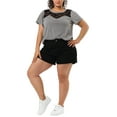 thumbnail image 2 of Agnes Orinda Women's Plus Size Lace Insert Short Sleeves Round Neck T-shirts, 2 of 6