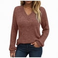 thumbnail image 1 of WUANDIXFA Hauts pour Femmes Chandails à Manches Longues pour Femmes Tuniques à Col Rond Hauts Coupe Chic Décontractée Automne Chandails Légers Vêtements Mode Brun,m, 1 of 1