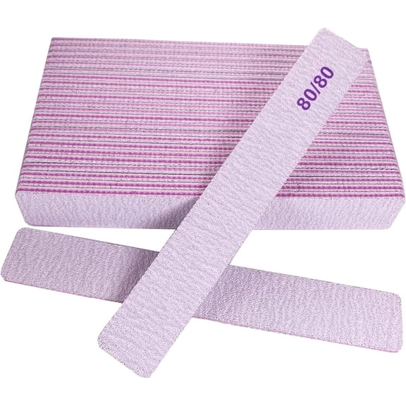 TAVENE 80/80 Grit Nail Files, Emery Boards Nail File for Acrylic and Gel Nails, Coarse Nail File Double Sided 80 Grits Emory Professional Filers Reusable Washable Manicure Square Gray