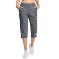 thumbnail image 2 of Rollbacks & More LEBONYARD Women Plus Size Cotton Linen Wide Leg Pants,Capris Womens Pants with Pockets Loose Casual Dressy Lightweight Ladies Baggy Cargo Shorts Capris for Hiking Gray S, 2 of 7