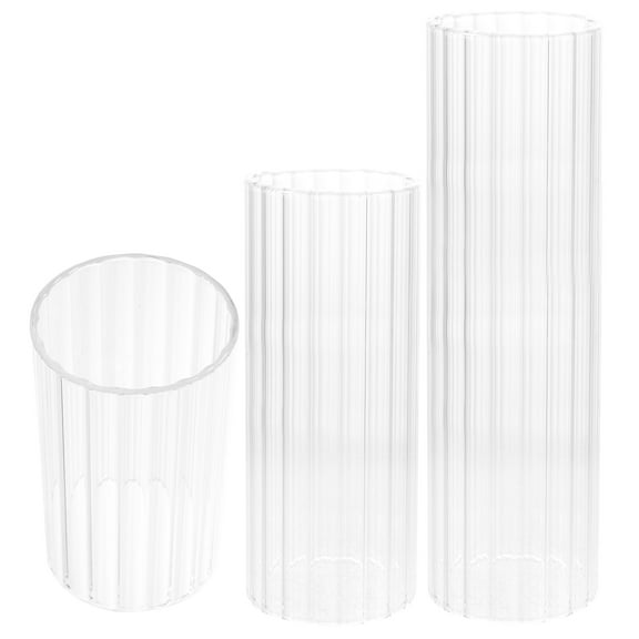 OULII 3Pcs Clear Candle Chimney Tube Open Ended Glass Candle Shade Cover Candle Holder Sleeve