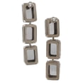 thumbnail image 2 of Trendy Octagon Purple Three Faux Jewel Drop Pierced Earrings 2 1/4" Ladies Adult Female Women, 2 of 2