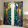 thumbnail image 2 of jejeloiu Cute Peacock Blackout Curtains,Boho Bohemian Curtains Pack of 2 (38x45 Each),Vintage Glass Window Curtains For Kids,Super Cozy Room Decor, 2 of 6