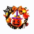 thumbnail image 3 of Halloween Decorations Saving, Light Up Halloween Themed Wreath Wall Hanging Ornament, Wall Hanging Garland, Spooky Porch Entryway Indoor Outdoor Mantel Halloween Holiday Party Scene Decoration Gift, 3 of 7