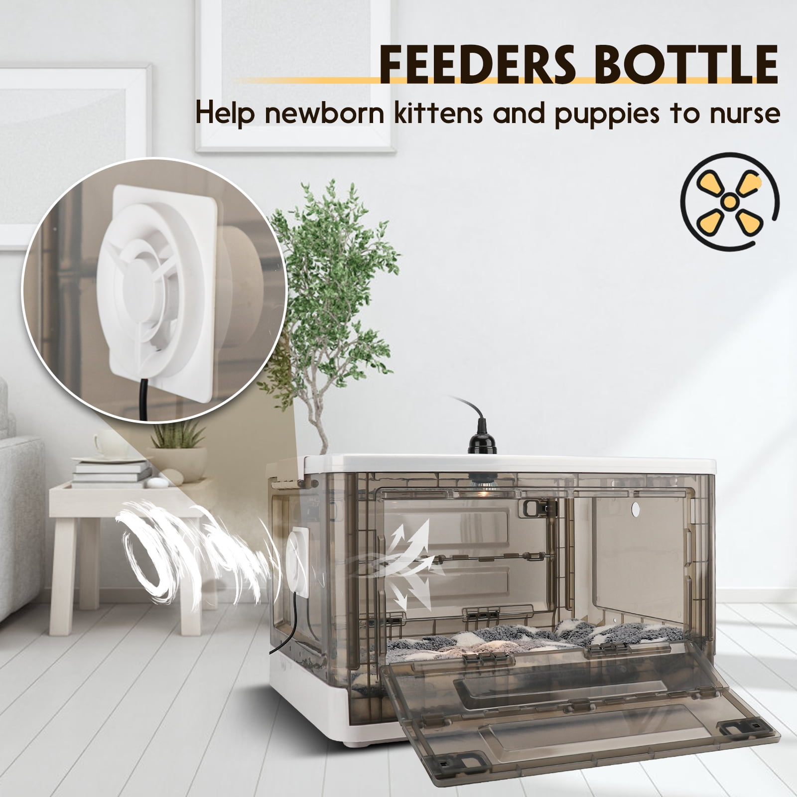 HKDQ Puppy Incubator with Heating,Kitten Incubator,Fan Ventilation Circulation (85L)
