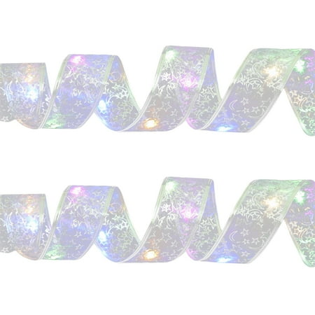 

Christmas Ribbon Fairy Lights Christmas LED Lights Double Ribbon String Lights Christmas Tree Decoration Glowing Ribbon Pendant