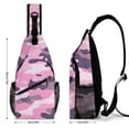thumbnail image 2 of Full Print Chest Bag 8×15in Outer Large Bag On Both Sides Of Mesh Bag Inside Pocket Design Sponge Pad Shoulder Strap Texture Military Camouflage Pattern Abstract Pink_3, 2 of 8