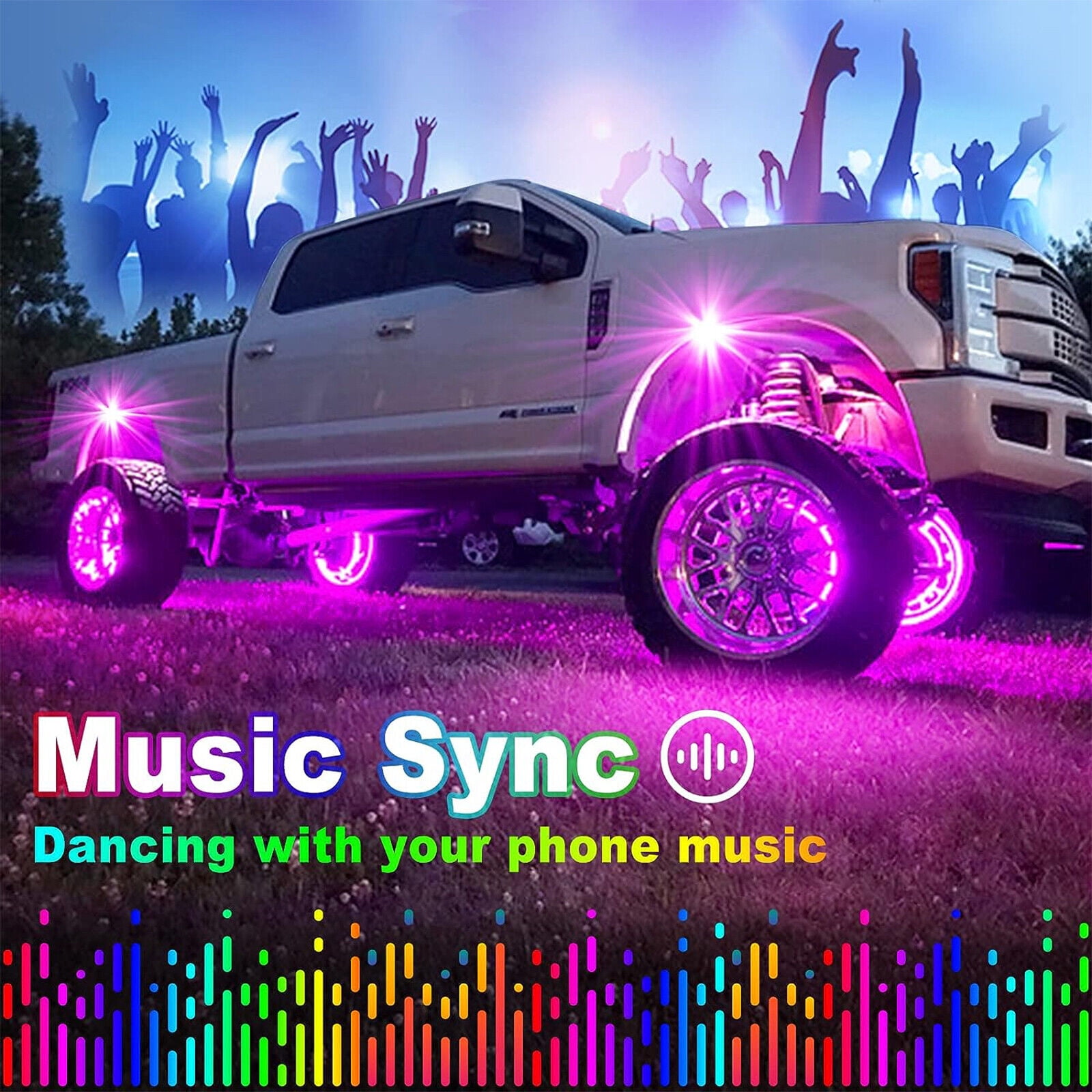Yiyasu LED Exterior Decorative Lights fits Truck Underbody RGB Long-Term Durability 12 Piece
