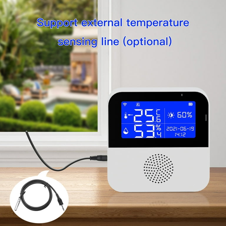 Tuya Wifi Temperature Humidity Sensor Mirror Screen LED Digital Display  Indoor Alarm Push Hygrometer Usb Alexa Google Home