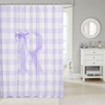 thumbnail image 2 of Manfei Purple Geometric Gingham Letter R Shower Curtain 72Wx78L,Personalized Monogrammed Gifts Bath Curtain, 2 of 5