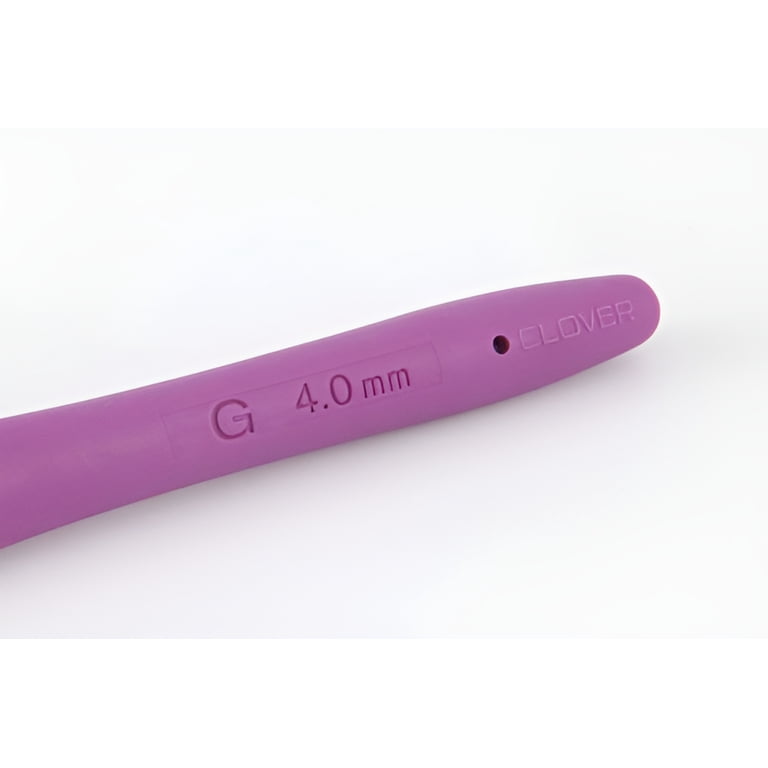 Clover, Metal Crochet Hook, 4mm, Comfortable Grip, Rubber Handle