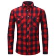 thumbnail image 2 of Camisas s Para Hombre De Vestir Camisa Formal de solapa de manga larga transpirable ligera con estampado cuadrado a la moda informal para hombre (Red, XL), 2 of 4