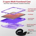 thumbnail image 6 of Heavy Duty Case for iPad Pro 11 2024, Upgraded Military Grade Shockproof Protector iPad Pro 11 2024 Cover With Pencil Holder+ Handle+ Shoulder Strap+ Contractible Kickstand,Purple, 6 of 9