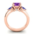 thumbnail image 4 of 2.50 Carat Unique Round Shape Blue Sapphire Gemstone Anniversary Ring for Wife Solid 18K Rose Gold Size 3.5 by Diamond-Capitals, 4 of 8