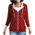thumbnail image 2 of Trikvn Women's Polka Dot Zip Up Hoodies Long Sleeve Lightweight Sweatshirts Classic Printed Full Zip Jacket with Pockets and Drawstring Casual Outerwear for Fall Fashion, 2 of 7