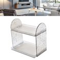 thumbnail image 3 of Double Layer Storage Rack, Unique Texture, Transparent Design, Excellent PP, 2 Tier Organizer for Cosmetics, Stationery, and More with Sliding Wood Storage Drawer, Black, 3 of 7