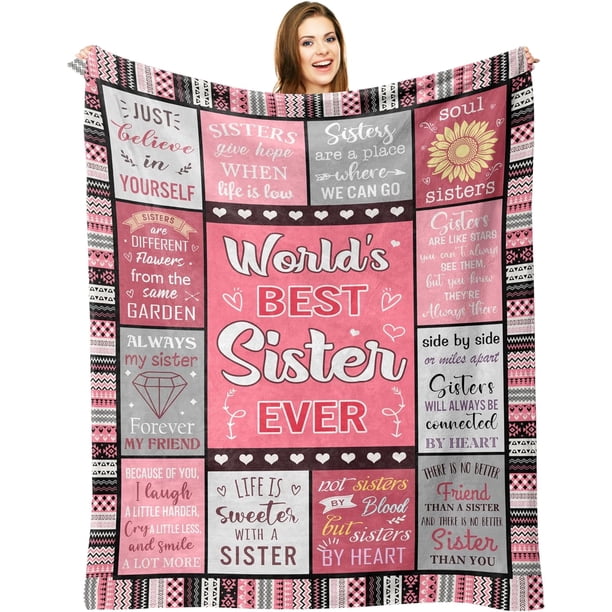 LHSHID Regalo Para Hermana Manta Española Regalos De Cumpleaños Para Hermanas Mejores Hermanas Regalos De Graduación/Navidad/Día De San Valentín Para Hermanas Sister Gifts Blanket 50x60in