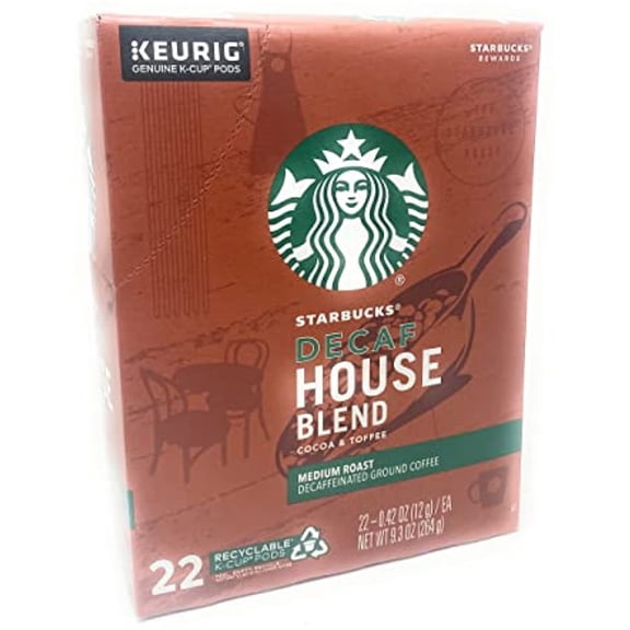 Starbucks Decaf House Blend, Medium Roast K-Cup Coffee Pods, 100% Arabica, 22 Ct