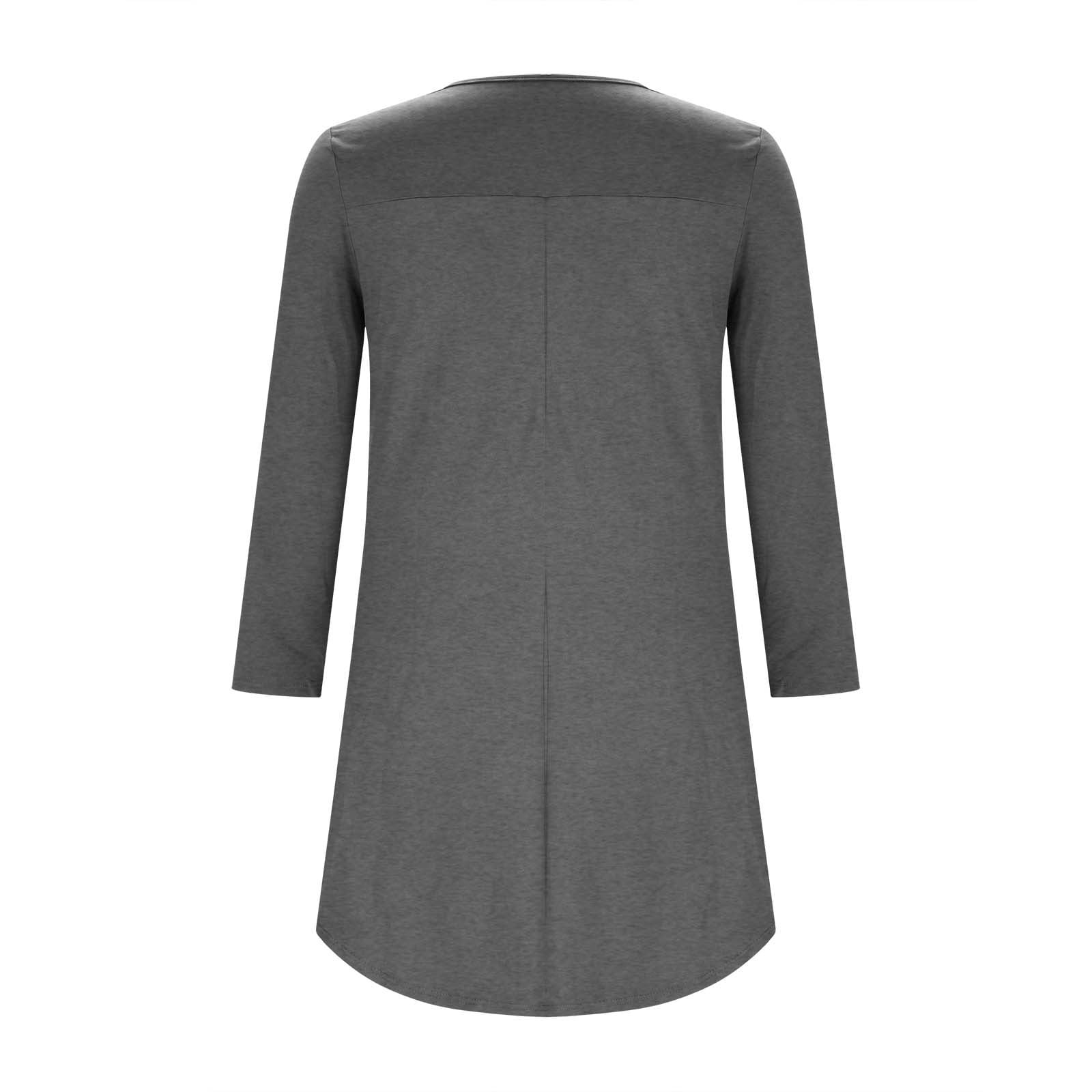 OFEEFAN Plus Size Women's Long Sleeve Tunic Top - Ruffle Sleeve T-Shirt For Fall, Dark Grey, 3XL - View #7