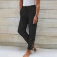 thumbnail image 2 of Women's Spring Elastic Straight Leg Casual Pants Button Detail Leisure Style, 2 of 6