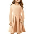 thumbnail image 2 of JoyHoop Girls Long Sleeve Skater Dress Kids Casual Crewneck A-Line Flowy Fall Dresses 4-13 Years, 2 of 9