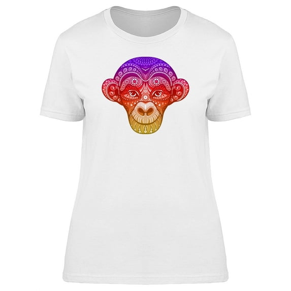 Gradient Monkey Head Tribal T-Shirt Women -Image by Shutterstock, Female XX-Large
