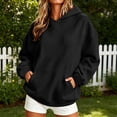 thumbnail image 2 of Qgtaibl Women's Hoodies Solid Color Oversized Fleece Pullover Tops Geometric Stitched Long Sleeve Hooded Sweatshirts Black XXL, 2 of 6