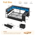 thumbnail image 2 of Mabor Full Size Corner Bed Frame with Desk,Charging Station and Bookcase Storage,Full Daybed with Storage Drawers and Led Lights, Metal Platform Bed Frame with Open Shelves,Black, 2 of 9