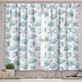 thumbnail image 2 of Ambesonne Ocean Valance & Curtain, Beach Sea Shells Nautical, 55"x45", Petrol Blue White, 2 of 7