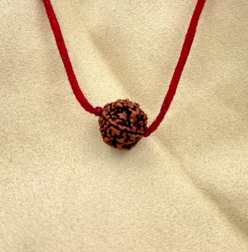 Navratan Gems 5 Mukhi Nepali Rudraksha | Certified Bead with 18" Sacred Red Thread for Spiritual Practices