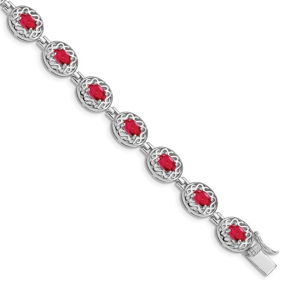 Primal Silver Sterling Silver Rhodium-plated Ruby Bracelet