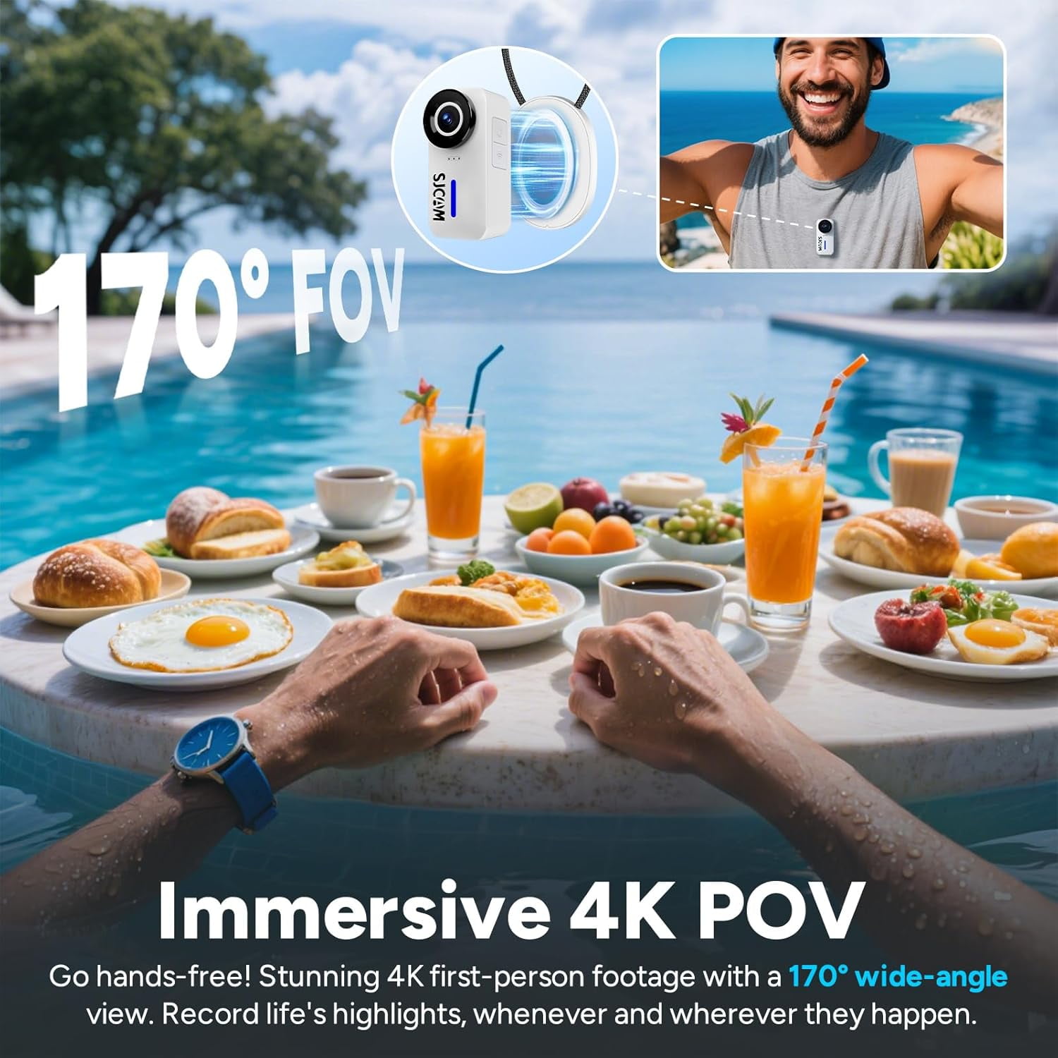 SJCAM C110+ 4K Action Camera with 6-Axis EIS, 170° Wide Angle, Magnetic Mount, Waterproof 30M, Body Camera for Vlogging, Helmet/Chest Mount Kit, Built-in Mic & WiFi, 20MP Photos (Professional)