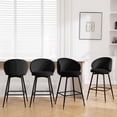 thumbnail image 6 of Bar Stools Set of 4 Bar 26" Swivel Bar Height Bar Stools with High Back Velvet Barstools Kitchen Modern Upholstered Barstools High Bar Chair for Kitchen Island Black, 6 of 9