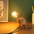 thumbnail image 3 of Lámpara de mesa LED de ratón animal moderno, estatua de resina, decoración de luz de ratones (B US), 3 of 9